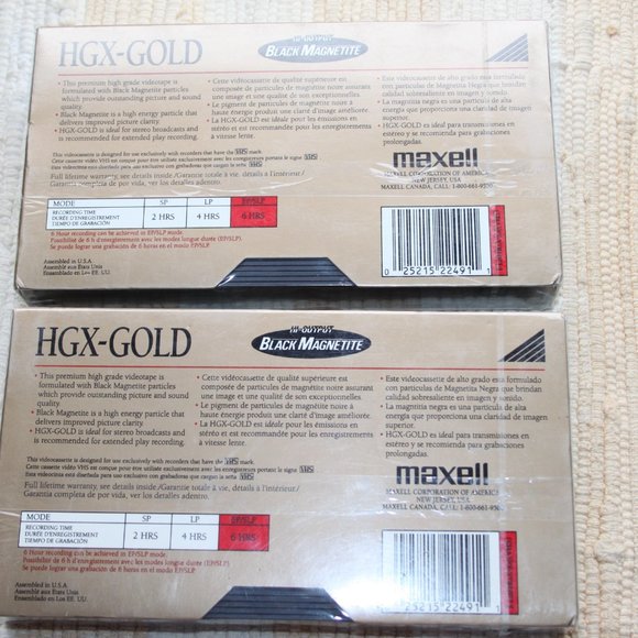 MAXELL LOT 2 T-120 HGX-GOLD 6 HOUR BLANK VIDEO CASSETTE TAPES VHS NEW-SEALED - Picture 4 of 7